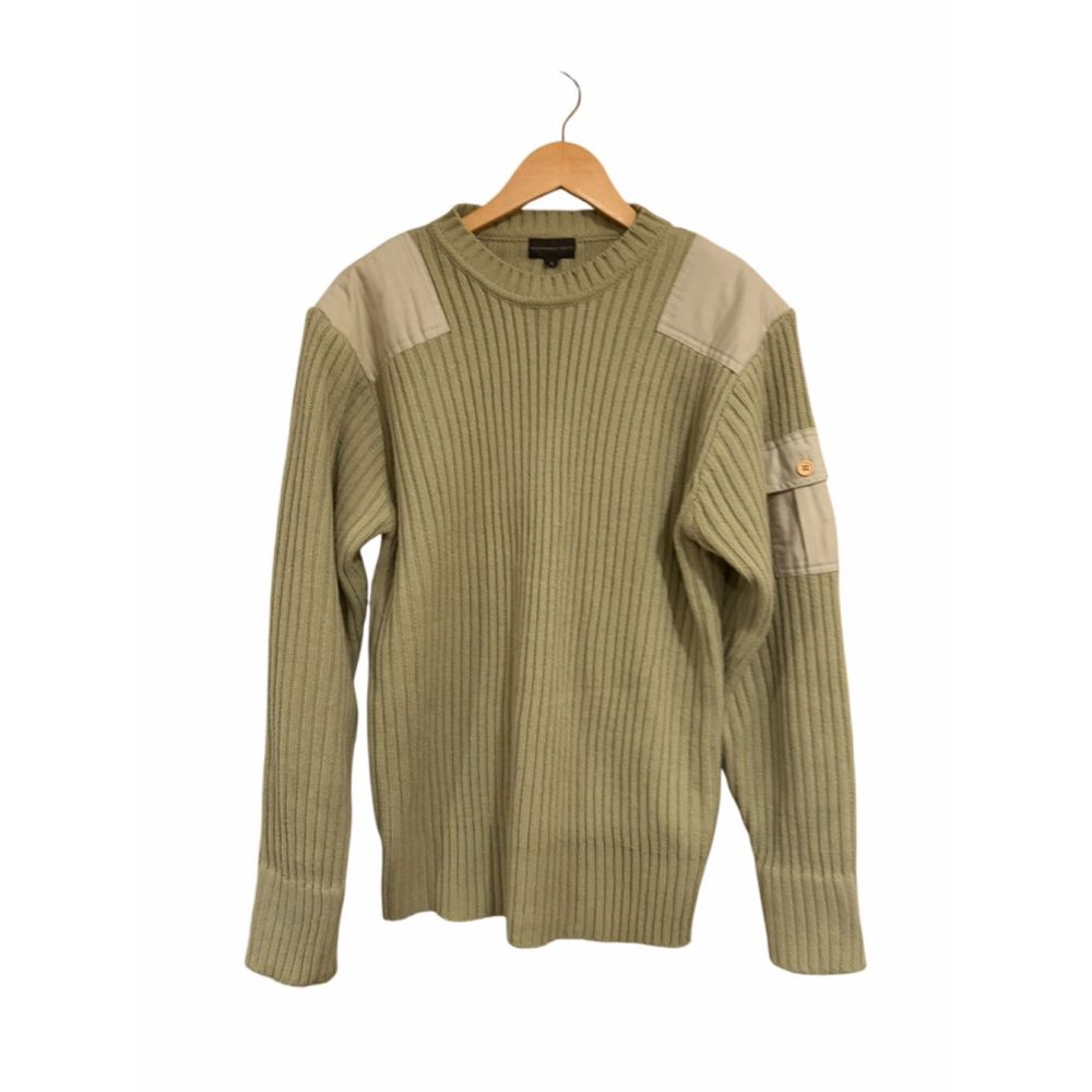 Whispering Smith Olive Military Ribbed Sweater Tactical Army Utility Grunge S